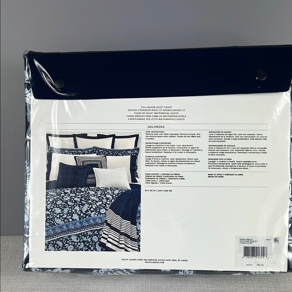 Ralph Lauren Delphone Paisley Duvet Cover Full Queen Navy Blue 100% Cotton NEW - Picture 3 of 8